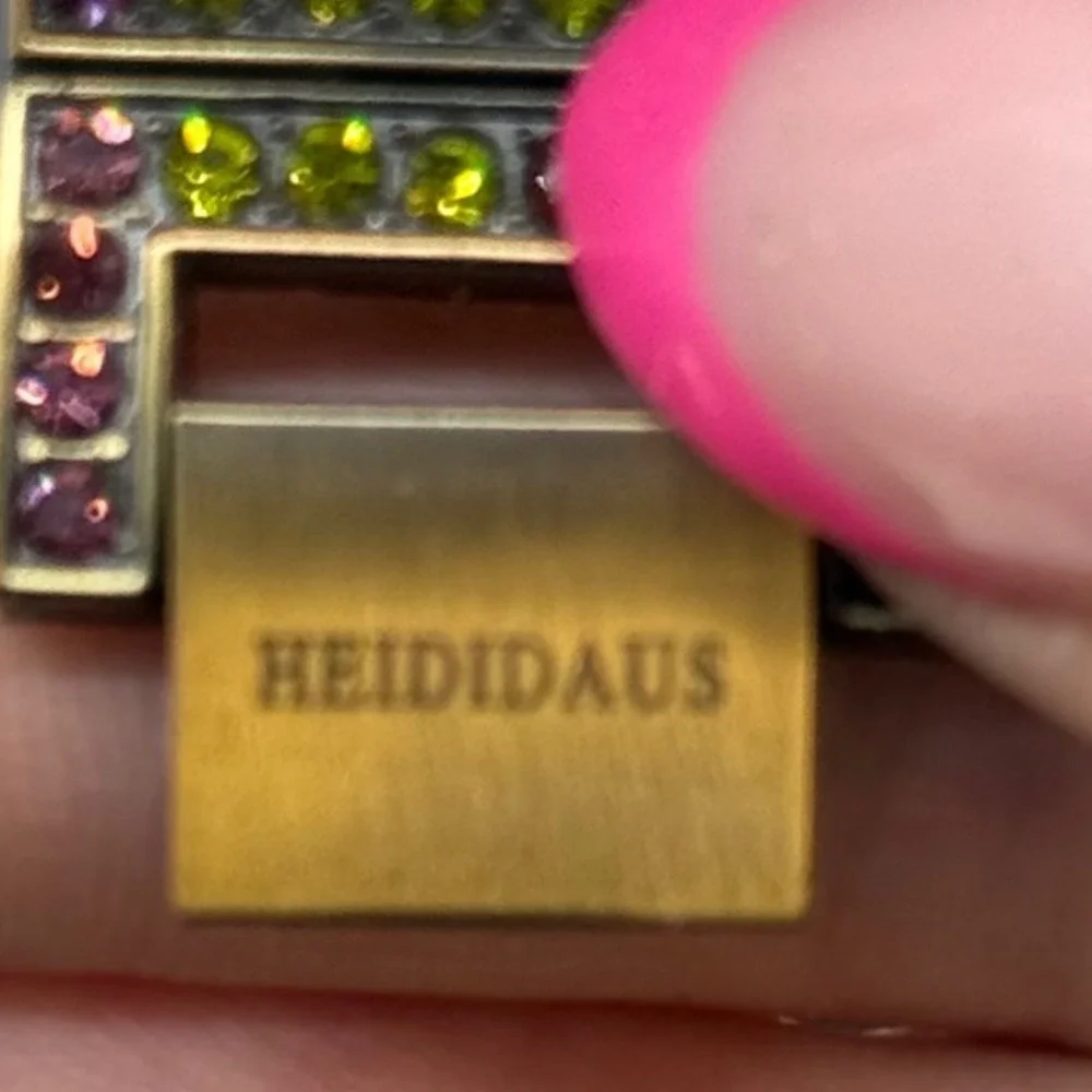 Heidi Daus Art Deco Swarovski Crystal Bronze Tone Quartz Bracelet Watch
